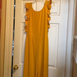 Mustard yellow ruffled jumpsuit